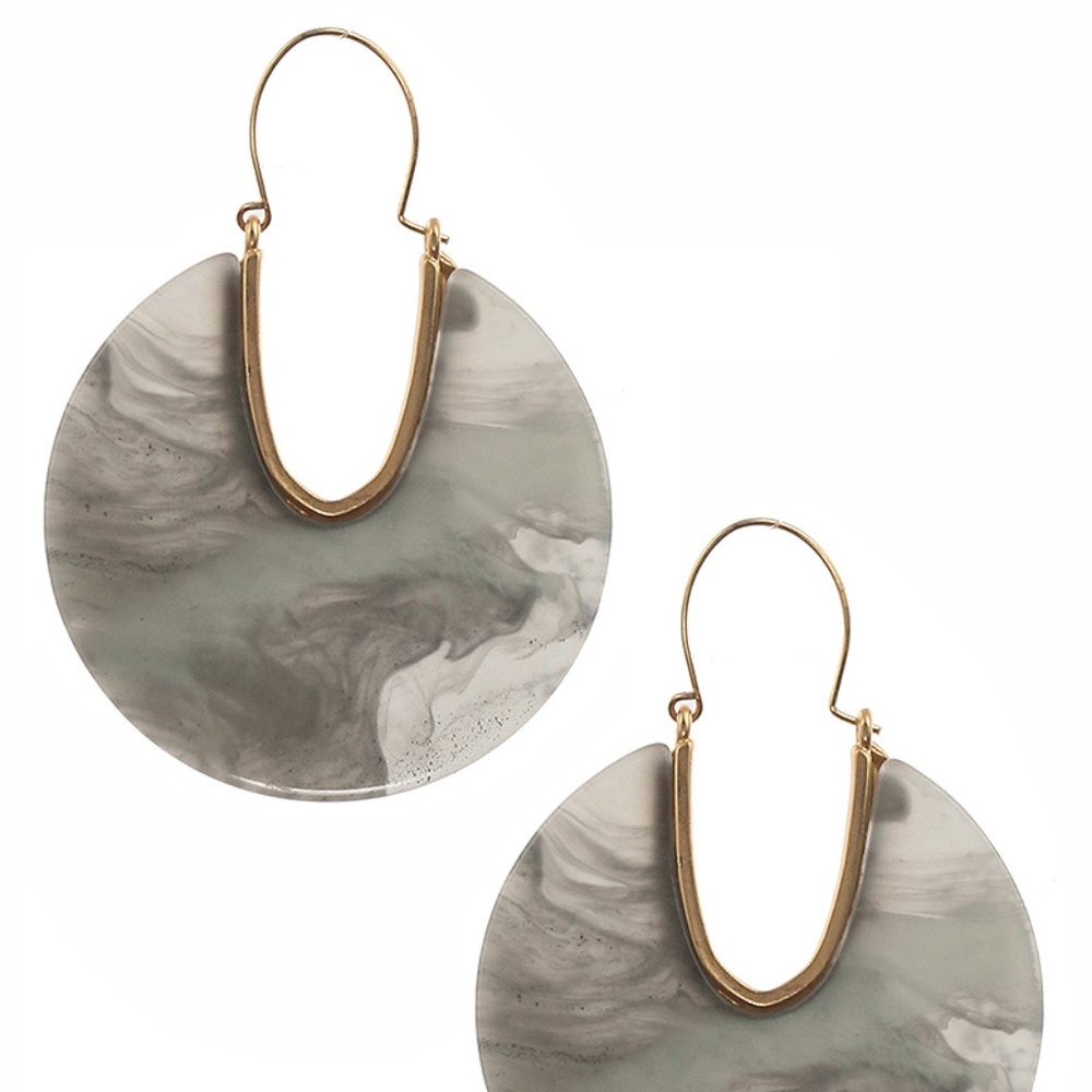 Gray gold hoop resin acrylic earrings New